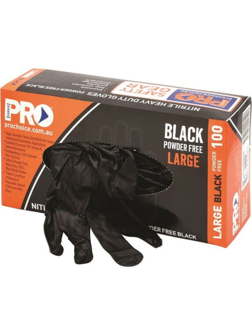 Picture of ProChoice Disposable Heavy Duty Nitrile Glove BLACK  Powder Free